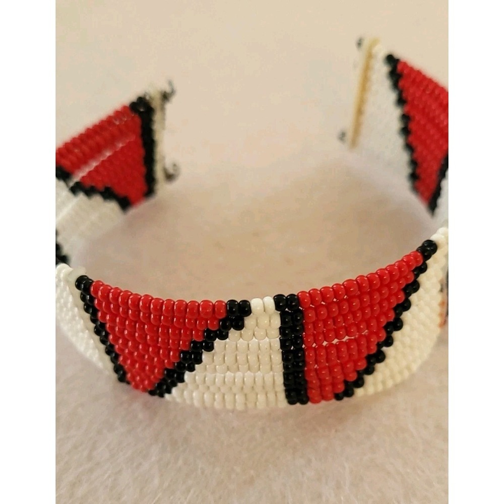Authentic Maasai Kenya Beaded Cuff Bracelet Handcrafted African Tribal Jewelry
